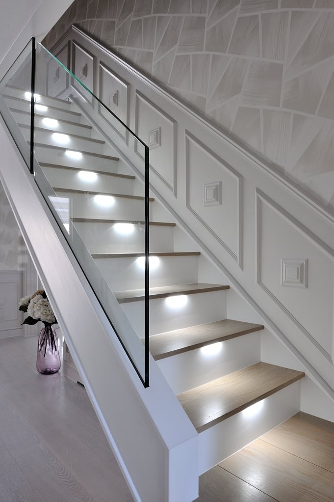 white glass staircases